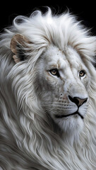 A majestic lion silhouette against the BLACK backdrop, LION KING, POWERFUL AND SAVIOR.	