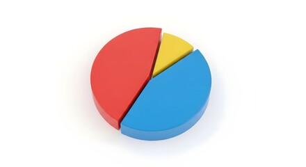 Fototapeta premium 3D Pie Chart with Red, Yellow, and Blue Segments