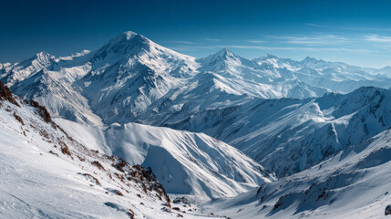 An overview of the winter mountains in the Russian Caucasus region