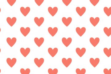 Coral hearts seamless pattern on transparent background