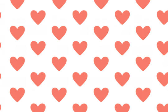 Coral hearts seamless pattern on transparent background - Powered by Adobe