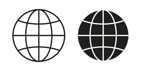 Globe icons Vector hand drawn illustration in doodle style. Simple sketch isolated.