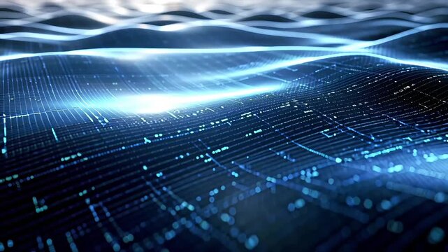 Blue Binary Code Wave for Cybersapce Information Data Internet Web Flow Artificial Intelligence Computing Tech Abstract Art 