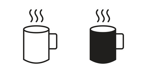 Hot coffee Mug icons Vector hand drawn illustration in doodle style. Simple sketch isolated.