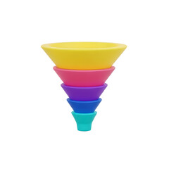 Marketing Sales Funnel Colorful Gradient Isolated On Transparent Background