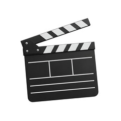 Fototapeta premium Film Clapperboard Black White Isolated On Transparent Background