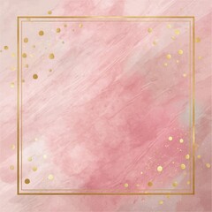 pink background with subtle iridescence, delicate gold foil frame with dotted ornaments, luminous premium look