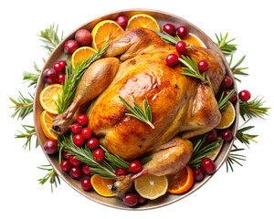 roasted chicken with potatoes and vegetables chicken, dinner, cooked, poultry, plate, dish, cooking, cuisine, isolated, white, christmas, baked, roast, food, meat, turkey, whole, thanksgiving, fried, 