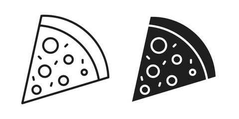 Pizza slice icons Vector hand drawn illustration in doodle style. Simple sketch isolated.