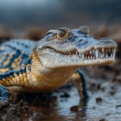 Obraz premium Crocodile closeup with terrifying open mouth high resolution picture