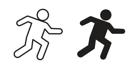 Running icons Vector hand drawn illustration in doodle style. Simple sketch isolated.