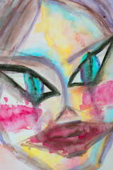 Fototapeta premium Vibrant Watercolor Portrait of an Expressive Face
