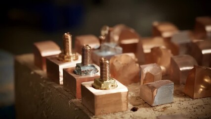 Medium shot of modular copper components being assembled showcasing flexibility and adaptability in creating versatile designs.