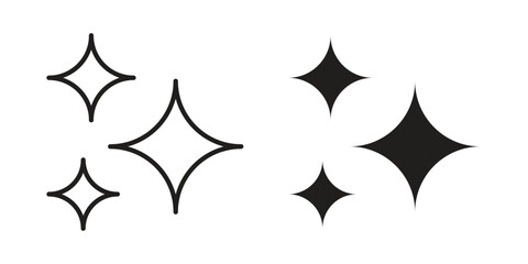 Sparkles icons Vector hand drawn illustration in doodle style. Simple sketch isolated.