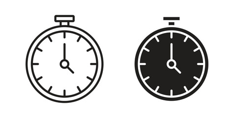 Stopwatch icons Vector hand drawn illustration in doodle style. Simple sketch isolated.