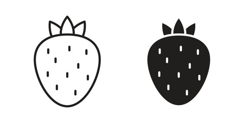 Strawberry icons Vector hand drawn illustration in doodle style. Simple sketch isolated.