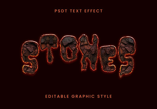 Red And Black Stone Lava Text Effect Cracked Grunge Erosion Font