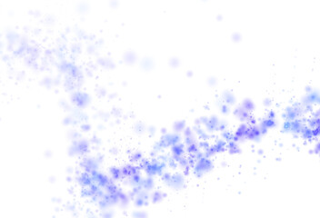 Abstract Light Particles Scattering on White Background, Ethereal Blue and Purple Bokeh Dust Effect.
