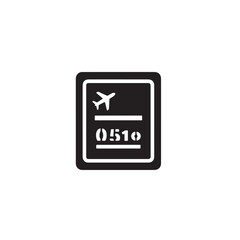 Fototapeta premium Airplane boarding pass icon in minimalist design with white and black color scheme on digital screen for travel technology