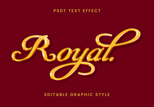Gold Glossy Metallic Text Effect Royal Luxury Scrip Font