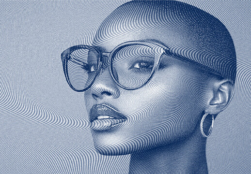 Navy Engraving Halftone Photo Effect