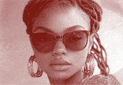 Red And White Engraving Halftone Photo Effect