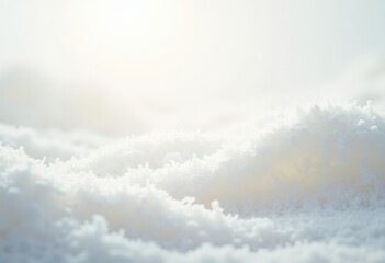 Soft, fluffy snow blankets the ground, creating a serene winter landscape with gentle light illuminating the scene, evoking a peaceful and tranquil atmosphere in nature, copy space