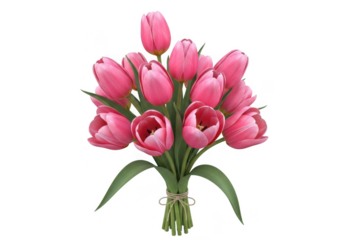 Pink tulip bouquet isolated on transparent background