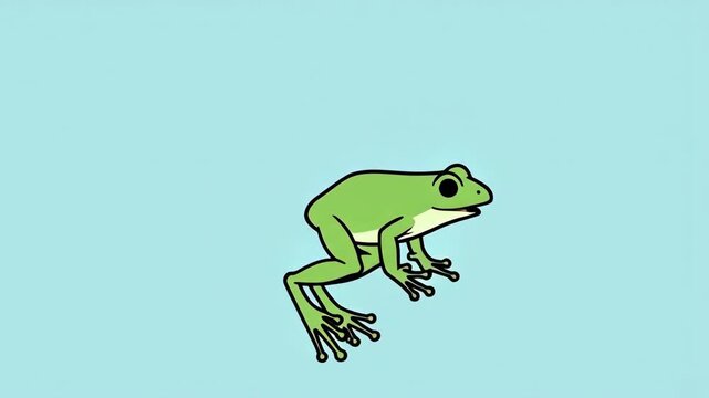 Animated Green Frog Jumping in a Seamless Loop.