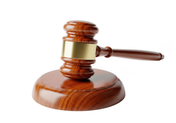 A polished wooden judge s gavel rests on its base against a stark black background symbolizing justice and legal proceedings