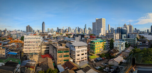 View of the city of Bangkok, Thailand, with its architecture that is both modern and more...