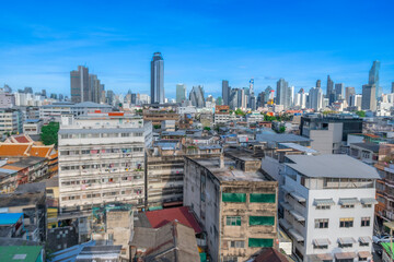 View of the city of Bangkok, Thailand, with its architecture that is both modern and more impoverished