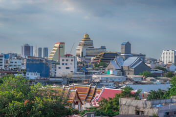 View of the city of Bangkok, Thailand, with its architecture that is both modern and more...