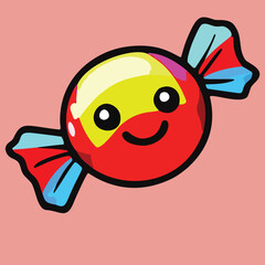 Cute smiling cartoon candy illustration.
