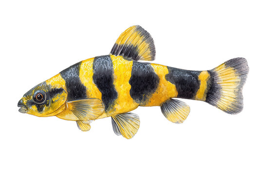Bumblebee goby hand drawn watercolor illustration
