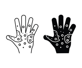 Rash hand icon Design linear and solid style pictogram isolated on white background.