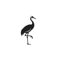 Obraz premium Black heron bird icon for wildlife and nature designs, minimalist vector symbol
