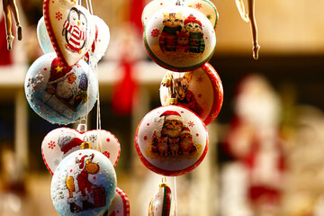Traditional Painted Christmas Baubles Hanging