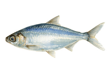 Common Whitefish hand drawn watercolor freshwater fish art