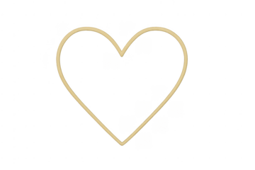 Gold heart outline transparent background creating love symbol