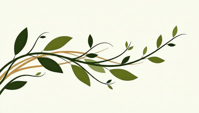 Animated Growing Vine with Green Leaves Illustration.
