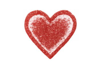 Hand drawn red heart love symbol with transparent background