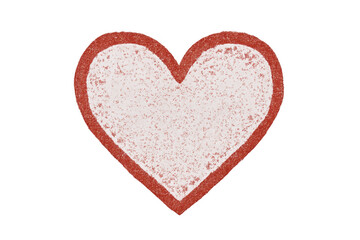 Obraz premium Crayon heart drawing with red outline and texture on transparent background