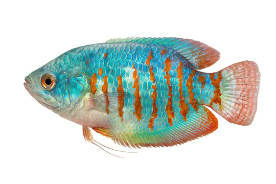 Hand drawn watercolor illustration of a sparkling dwarf gourami