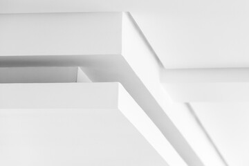 Monochrome abstract image featuring clean white planes, interior design