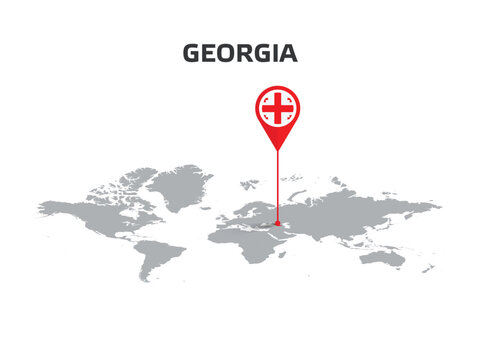 GEORGIA Location Pin on World Map with Flag in Pin's Body
