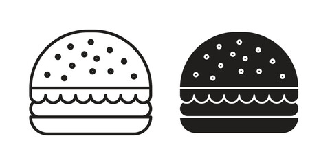 Burger icons silhouette vector flat illustration design. Stroke line icons
