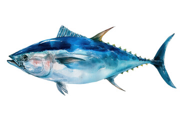 Fototapeta premium Powerful Bluefin Tuna Hand Drawn Watercolor Illustration