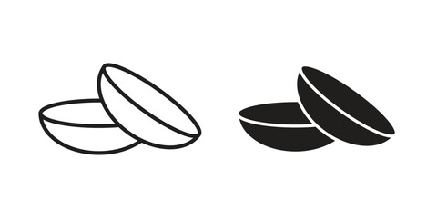 contact lenses icons silhouette vector flat illustration design. Stroke line icons