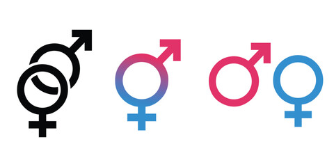 Gender Symbols Collection &ndash; Male & Female Icons on Clean White Background